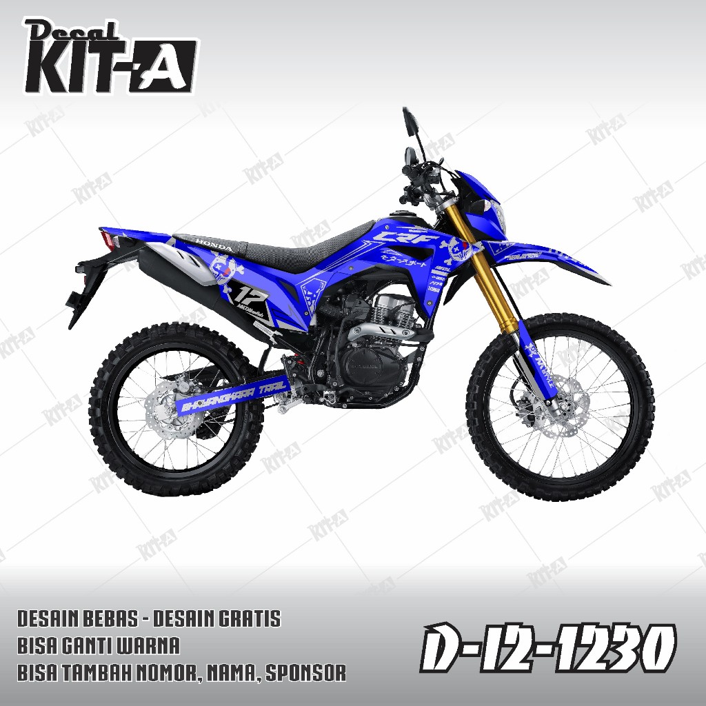 DECAL CRF 150L GRAFIS BIRU ABU CUSTOM DESAIN I2-1230