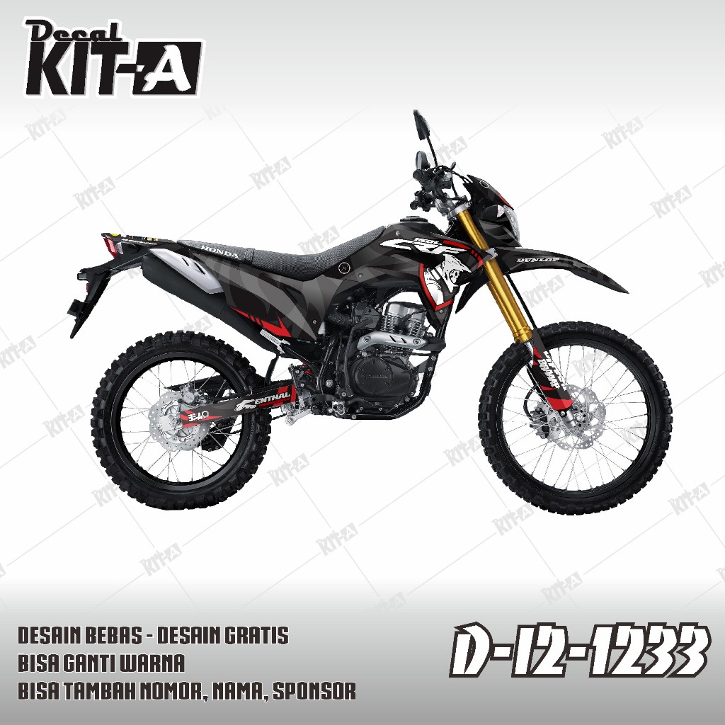 DECAL CRF 150L HITAM ABU MERAH CUSTOM DESAIN I2-1233