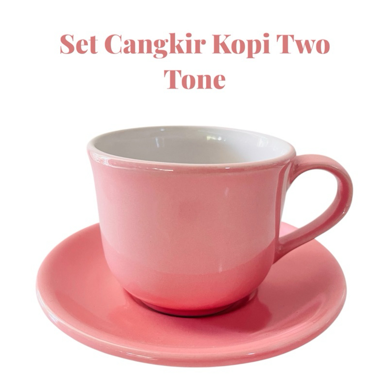 Set Cangkir Kopi Keramik Pink Pastel Cangkir Cafe