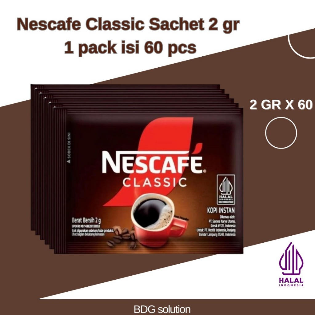 

Nescafe Classic Sachet 2 gram- 1 pack isi 60 pcs