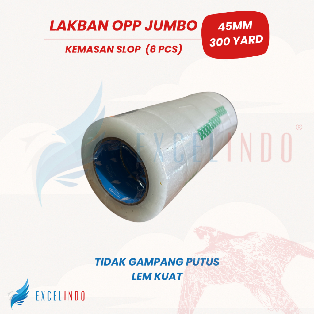 

(1 SLOP/ISI 6 BIJI)Excelindo Lakban Jumbo 45mm x 300 yard REAL PREMIUM QUALITY