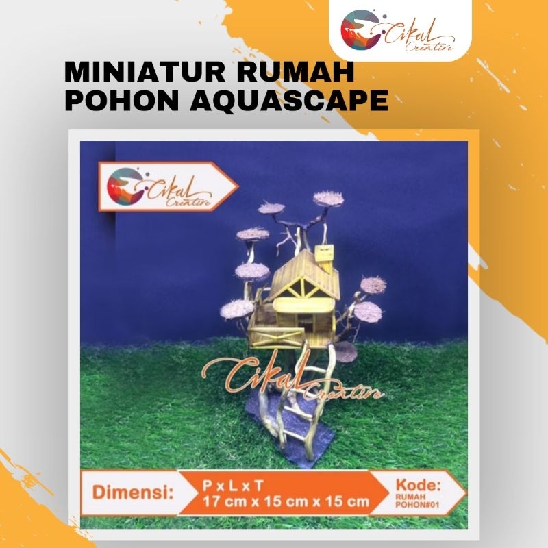 Miniatur Rumah Pohon Aquascape / Hardscape / Bonsai Aquascape / Rumah Pohon / Miniatur / 2