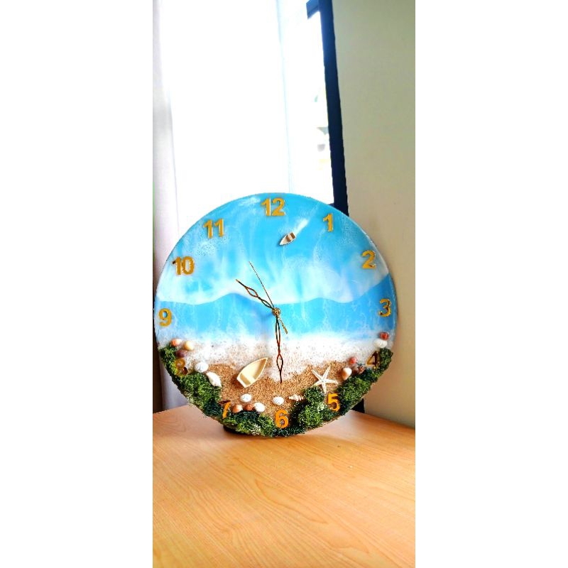 Jam Resin Ocean | Hiasan Meja Handmade Tema Laut Unik & Estetik