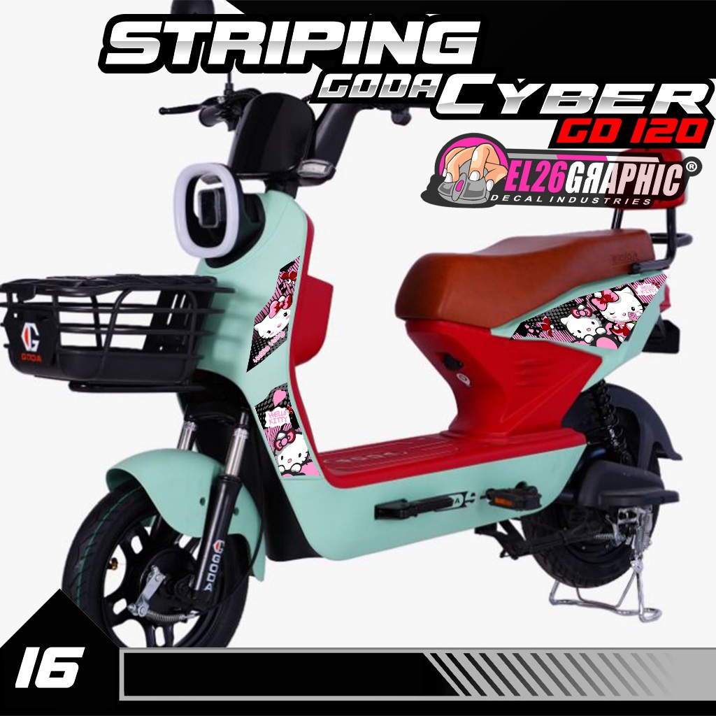 16 STRIPING STICKER SEPEDA LISTRIK GODA CYBER - STRIPING STIKER SEPEDA LISTRIK GODA CYBER VARIASI HE