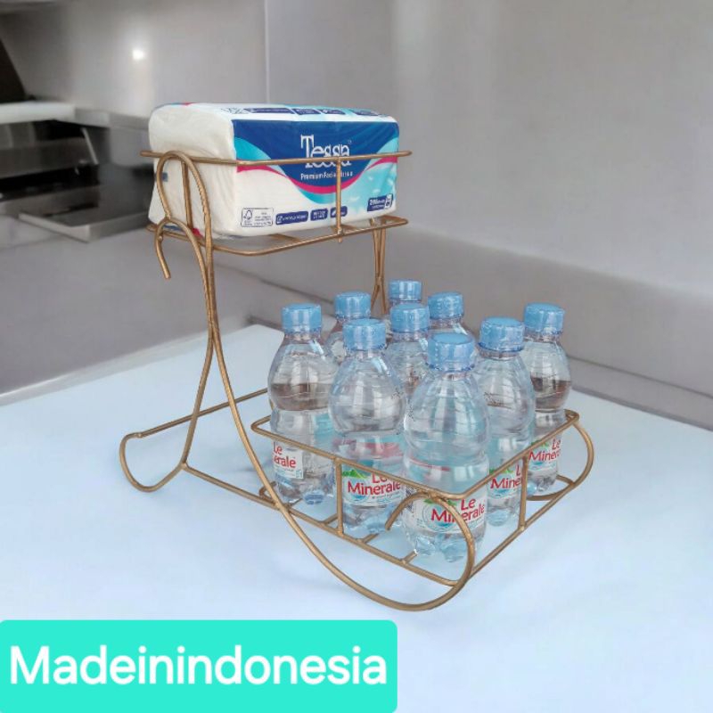 Rak Aqua Botol Minuman Dan Tisu Minimalis