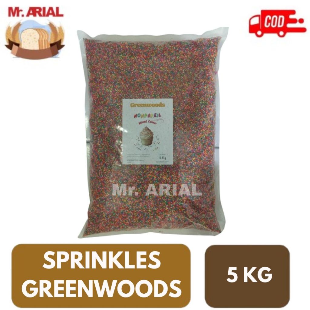 

GREENWOODS SUGAR SPRINKLE 5 kg WARNA WARNI / GULA BUTIR / TRIMIT / SPRINGKEL / SPIKEL 5kg