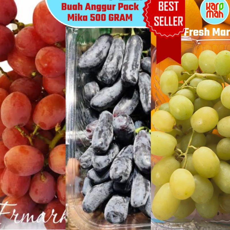 

Buah Anggur 1Kg | kemasan mika anggur non Biji segar manis fresh / buah anggur import fresh