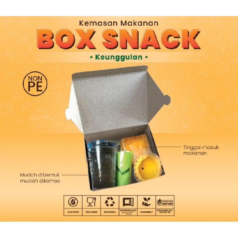 Dus Snack Box Kraft / Kotak Kue / Box Fried Chicken / Roti Bakar Martabak Singkong Keju polos desain