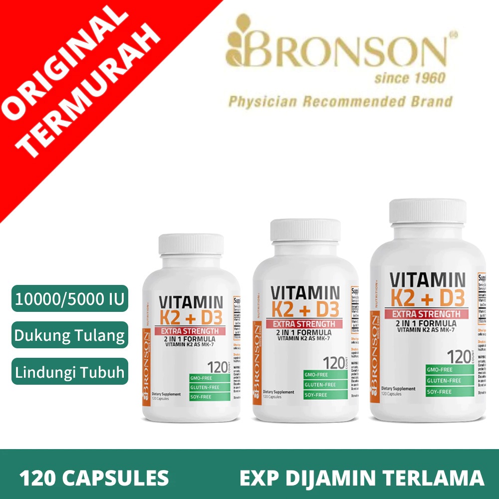 Bronson Vitamin K2 D3 Bronson 5000IU / Extra Strength 10000IU  Bronson Bronson Vitamin D3 K2 5000 IU