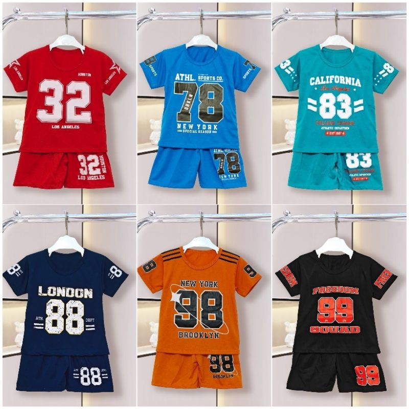 RAMORA SETELAN BAJU ANAK LAKI LAKI / SET BAJU ANAK COWOK  MOTIF SPORT UMUR 1-5 TAHUN