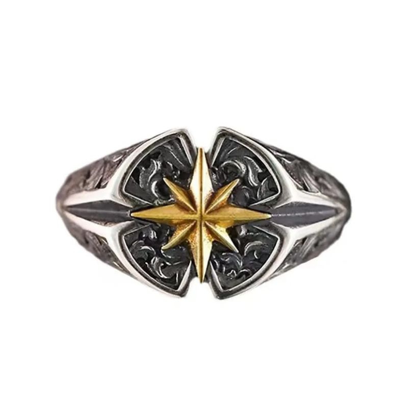 Cincin Jack Pentagram (Ukuran Dapat Disesuaikan) Gaya retro