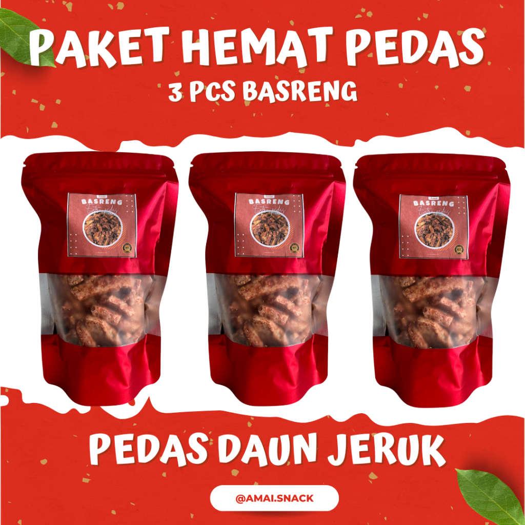 

PAKET HEMAT PEDAS - Basreng Pedas Daun Jeruk 3 Pcs x 80 gram