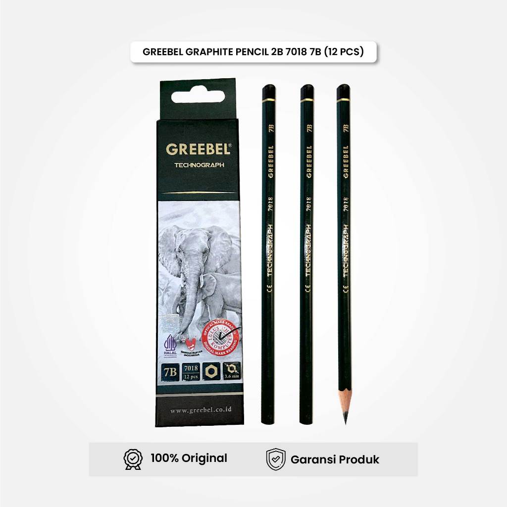 

GREEBEL Pensil Kayu 7B 7018 (12PCS/SET) / Pensil Tulis Ujian Sekolah Pensil Gambar