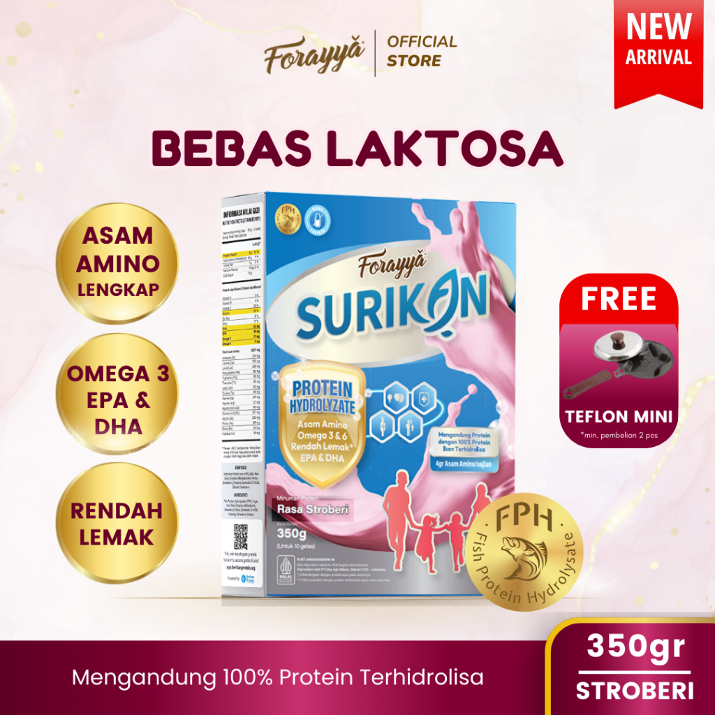 

Surikan Strawberry Bebas Laktosa Tinggi Protein Susu Bubuk Anak Omega 3 EPA DHA 350gr