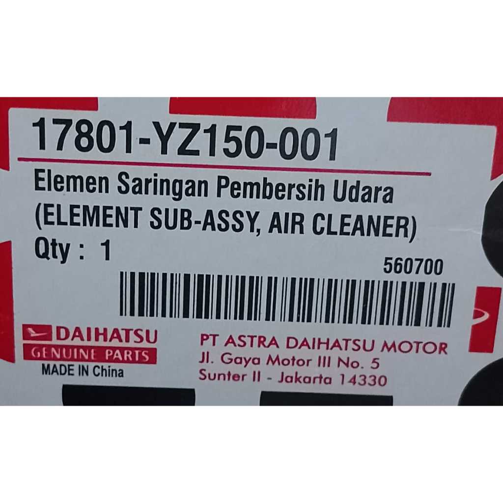 Saringan Udara Daihatsu Xenia Avanza Dual VVT-i / 17801-YZ150-001