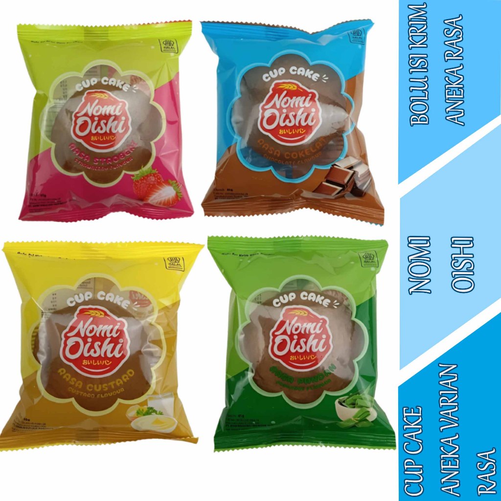 

Cup Cake Aneka Varian Rasa - Nomi Oishi - Bolu Isi Krim - 45gr