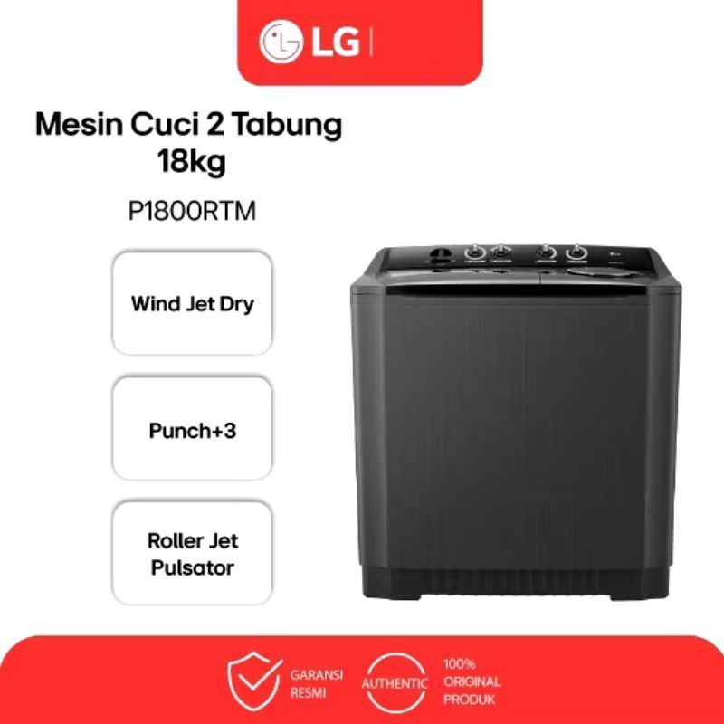 LG Mesin Cuci 2 Tabung 18 Kg P1800RTM