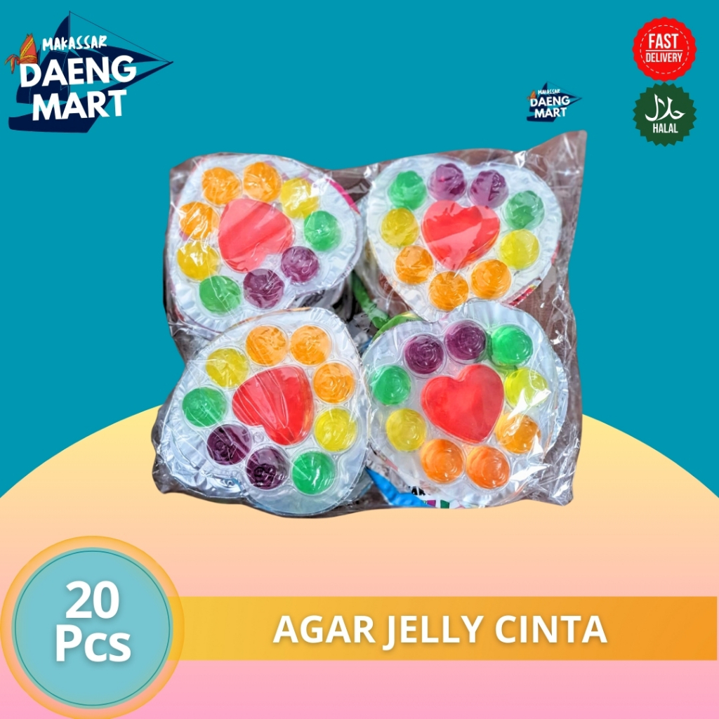 

AAA Jelly Agar Love / jeli Agar Agar Aneka Rasa Bentuk Love isi 20 Pcs
