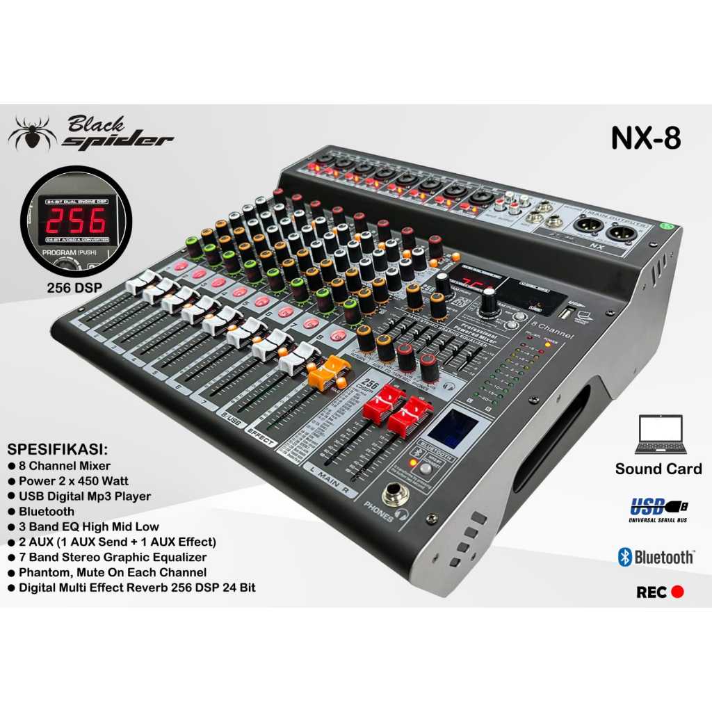 POWER MIXER BLACK SPIDER NX4 – NX6 – NX8 / NX 4 – NX 6 – NX 8 ORIGINAL GARANSI