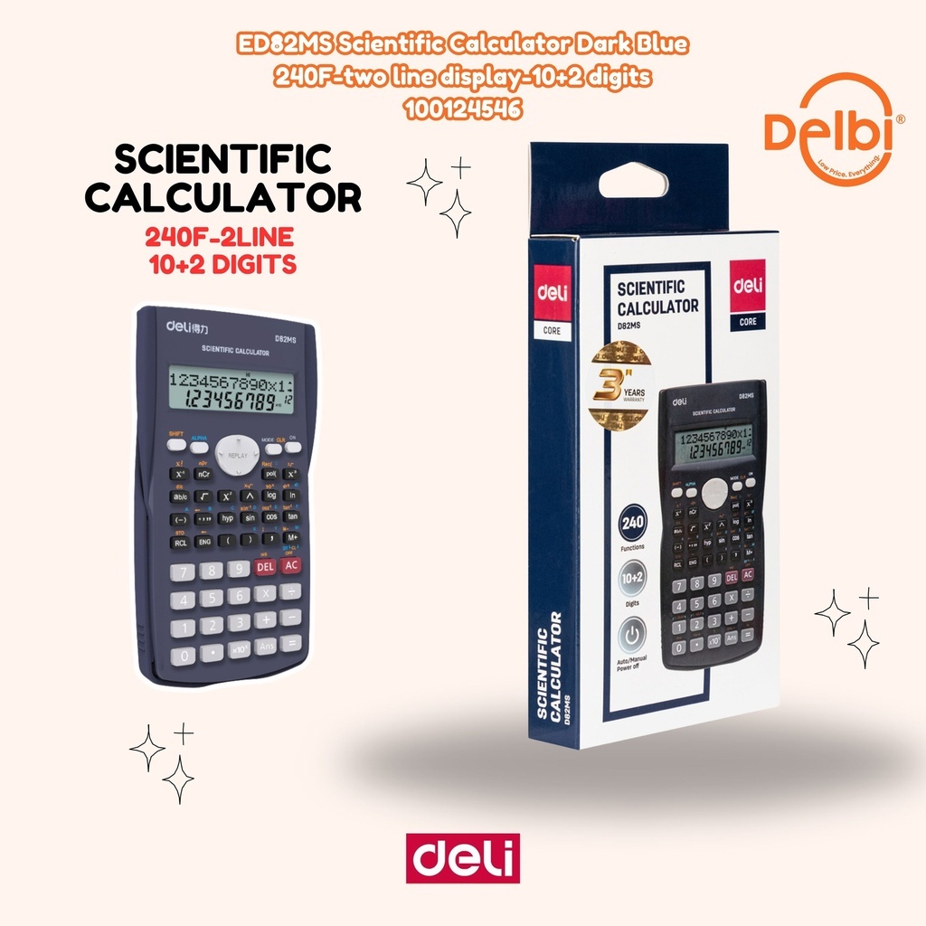 

DELI Scientific Calculator Dark Blue line display-10+2 digits KALKULATOR