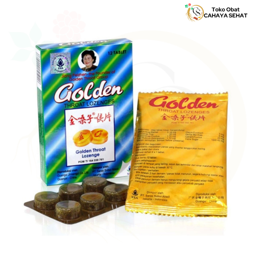

Golden Throat Lozenges 12's - Permen Pelega Tenggorokan dan Batuk, Gatal, Kering, Pereda Panas, Pelega Nafas