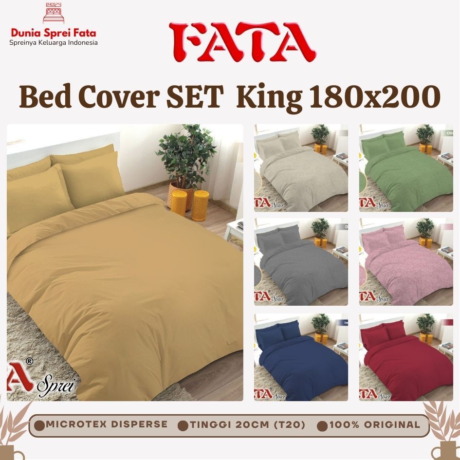 Bed Cover SET SPREI FLAT King (180 x 200) Polos (no.1) FATA Original 100%