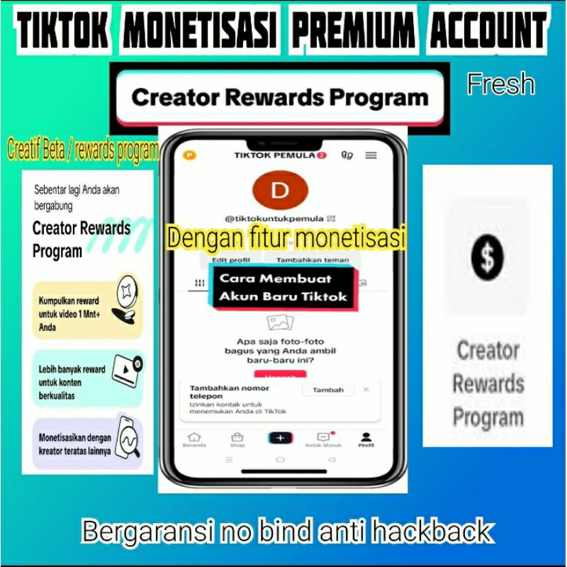 tiktok Usa bisa affiliate dan creatif reward program / tiktok monetisasi Beta dan youtik