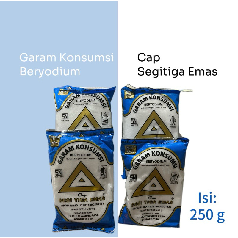 

[Paket Bundle] Garam Konsumsi Beryodium - Cap Segitiga Emas kemasan 250 g (isi 4 pcs)