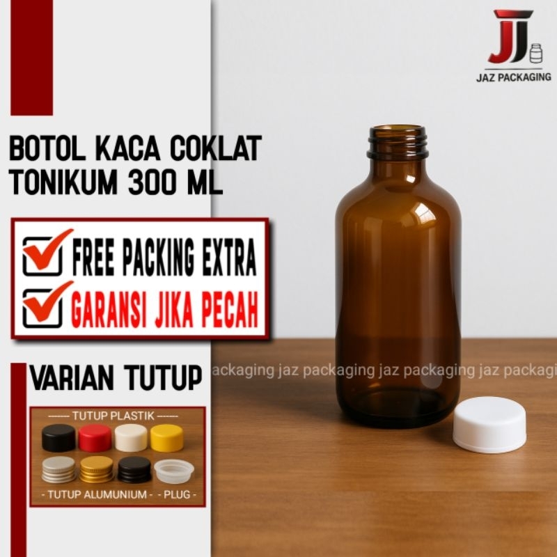 botol kaca amber 300ml / botol kaca 300ml / botol tonikum 300ml / botol kaca 300ml / botol coklat 30