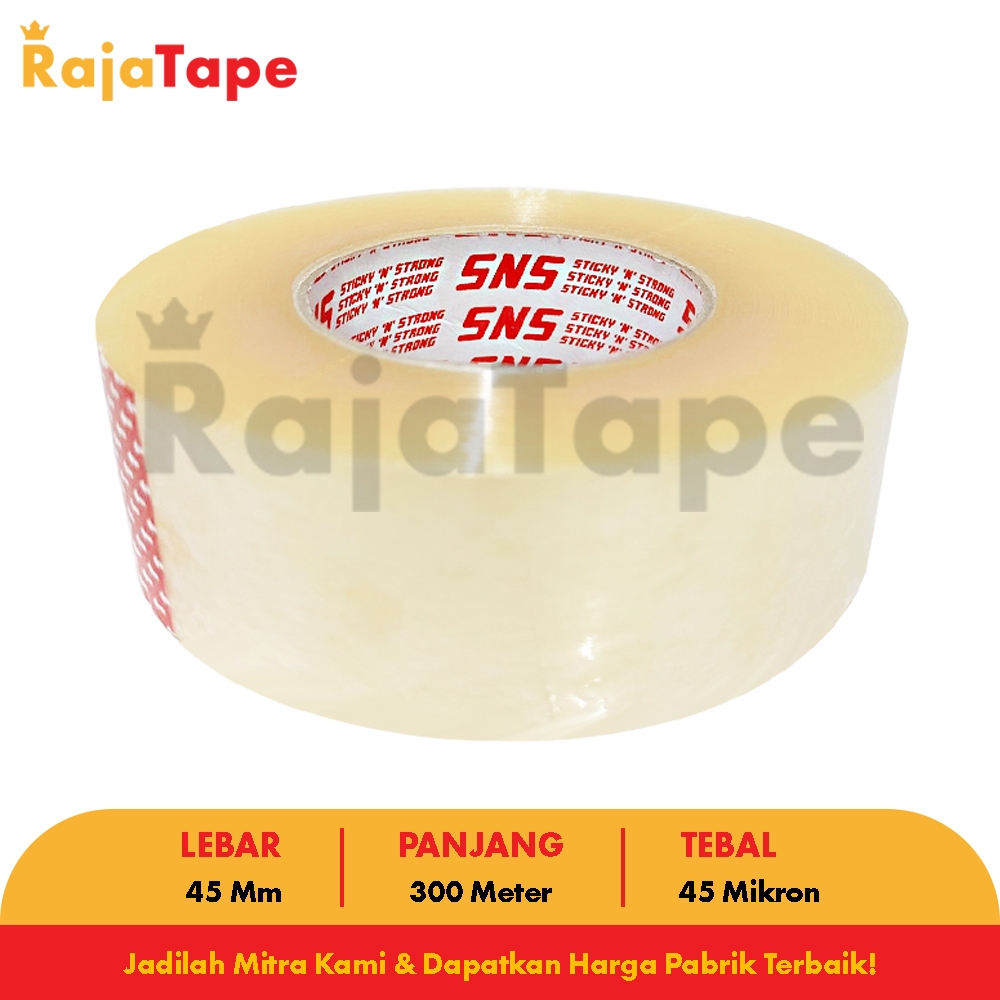 

Lakban Bening / Coklat 500 Yard / 300 Meter x 45 Mm x 45 Mic Sticky N Strong (SNS)