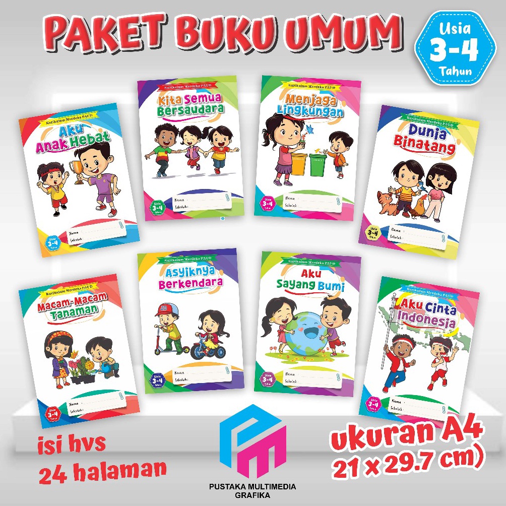 KODE I53S Buku Kurikulum Merdeka Paud umum 8 buku usia 34 tahun