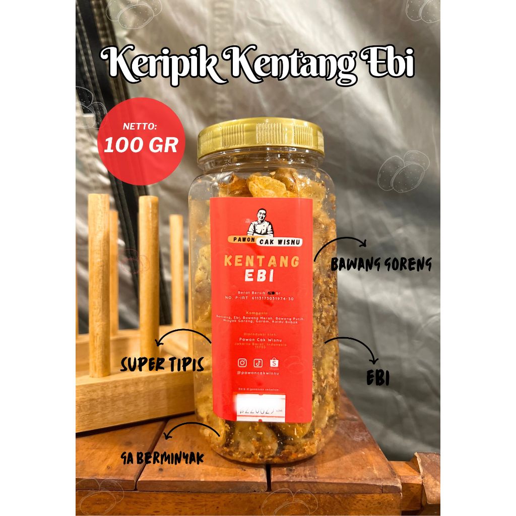 

Keripik Kentang Ebi Premium Asin GUrih HOMEMADE 100Gr