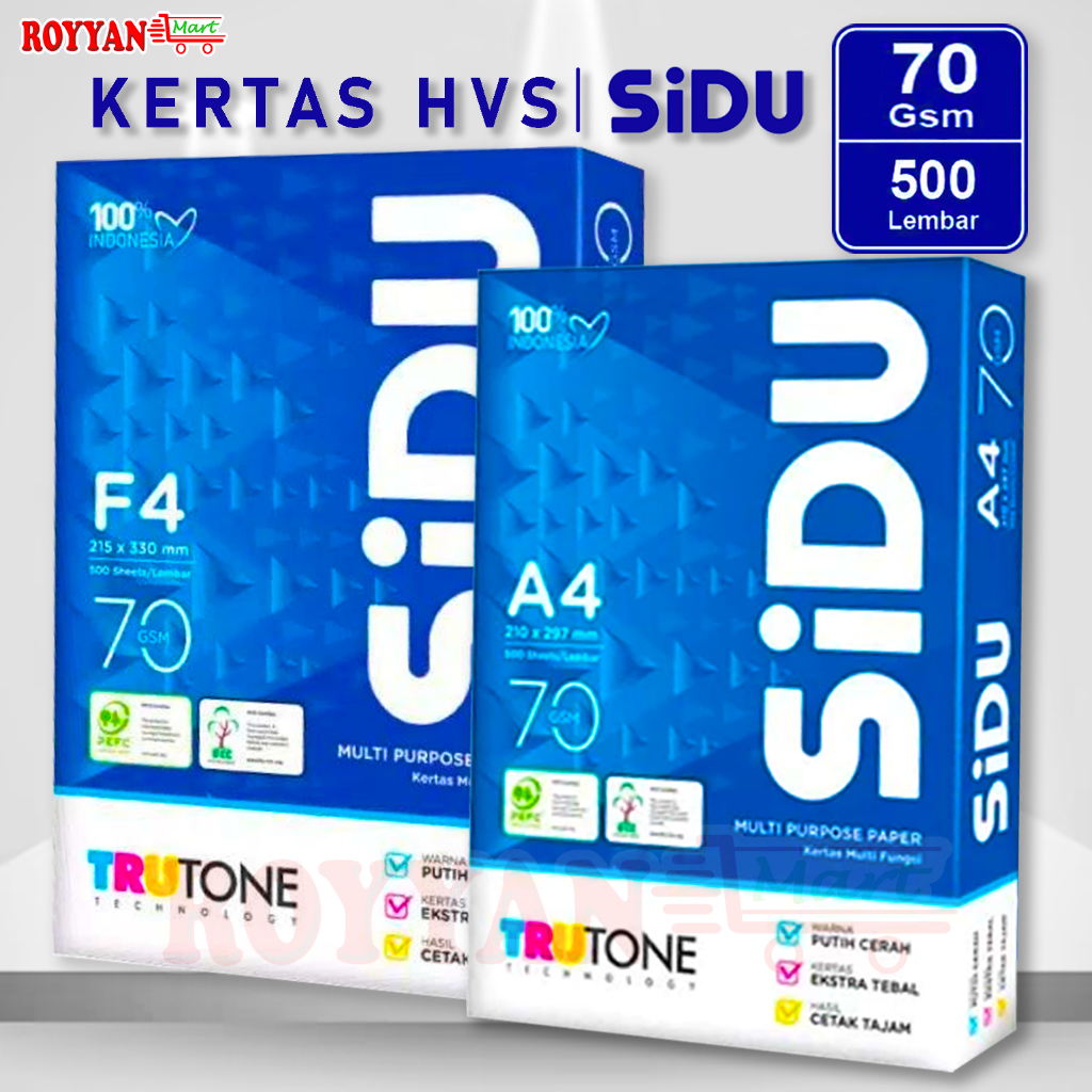 

Kertas HVS F4 - A4 SiDU 1 Rim / 500 Lembar Tebal 70 GSM