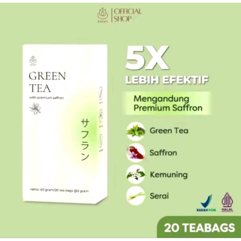 

kalon tea hijau premium saffron original