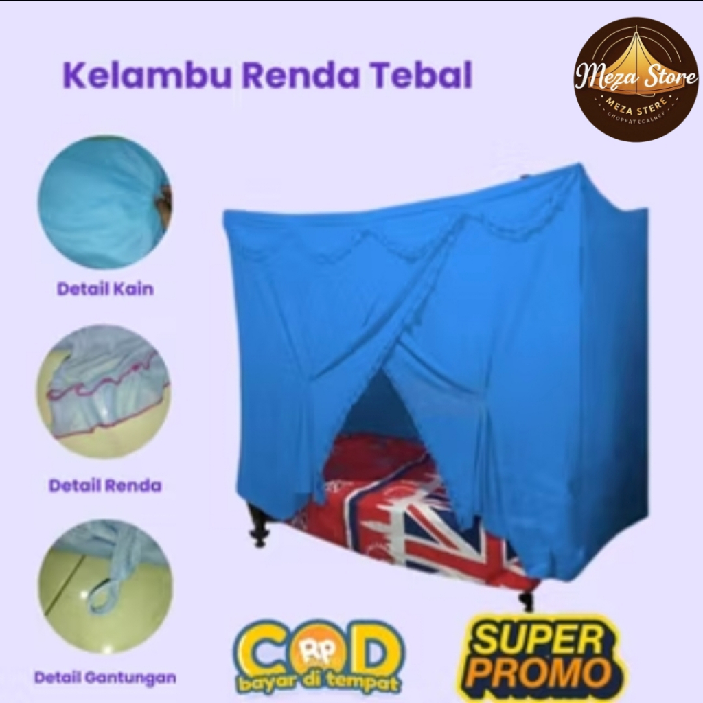 Kelambu Anti Nyamuk Klambu Dewasa Jumbo Bahan Kuat Tebal Rempel Renda Premium