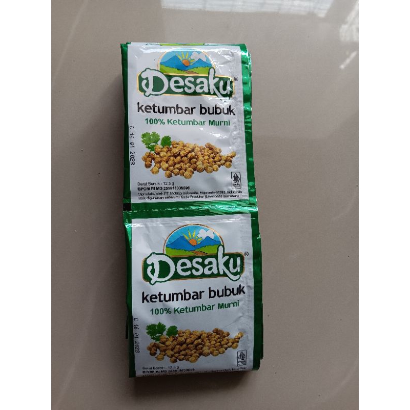 

Desaku ketumbar bubuk kemasan 12.5grm 1 renteng isi 12pcs