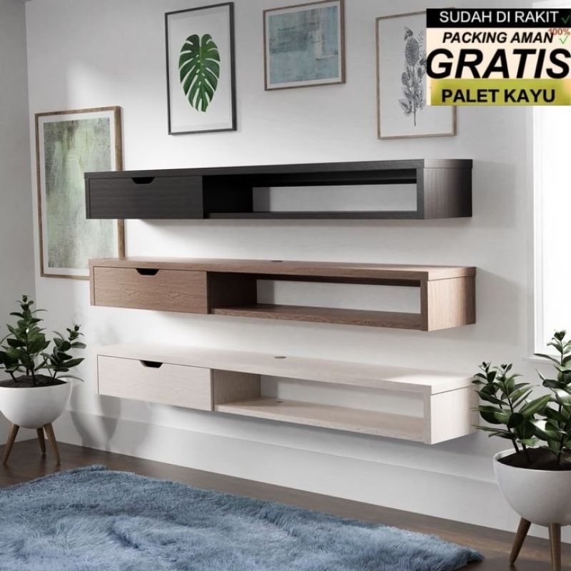 Rak tv gantung minimalis kabinet gantung dinding murah