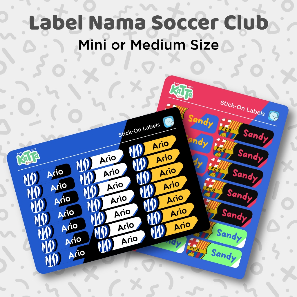 

Label Nama Custom Klub Sepakbola Waterproof || Sticker Nama Soccer Club Tahan Air Custom