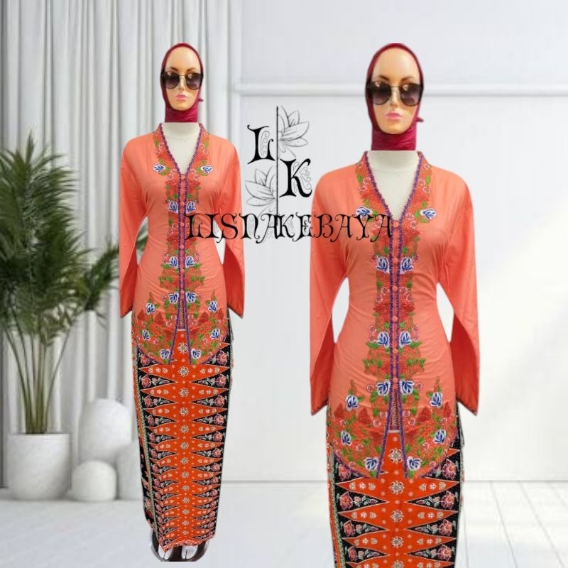 Lisna Kebaya Encim Jumbo Ld 140 Motif Bunga Lengan Panjang Model Krah Sunda Kebaya Encim TerBaru