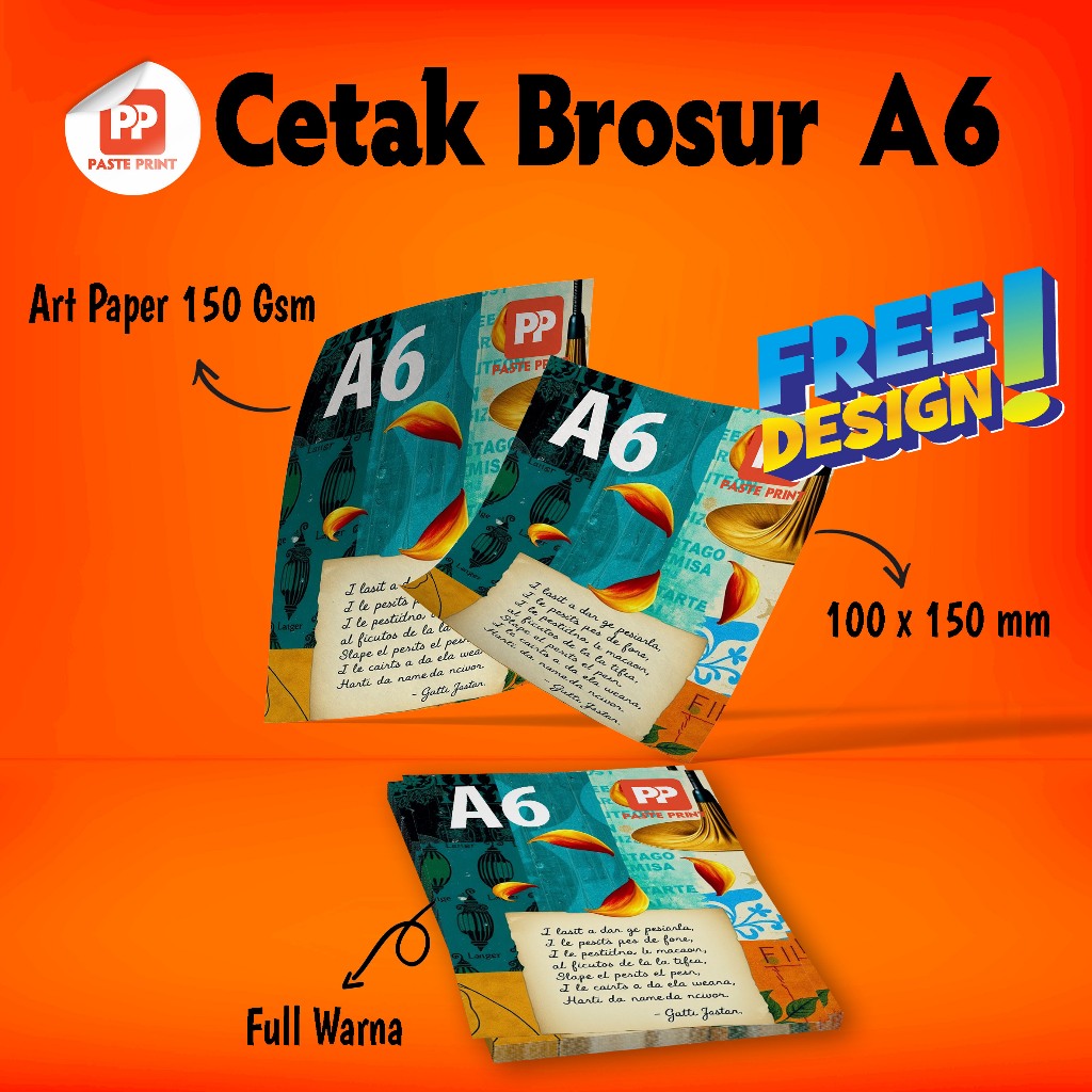 

Cetak Brosur A6 Flyer Art Paper 150gr Free Design