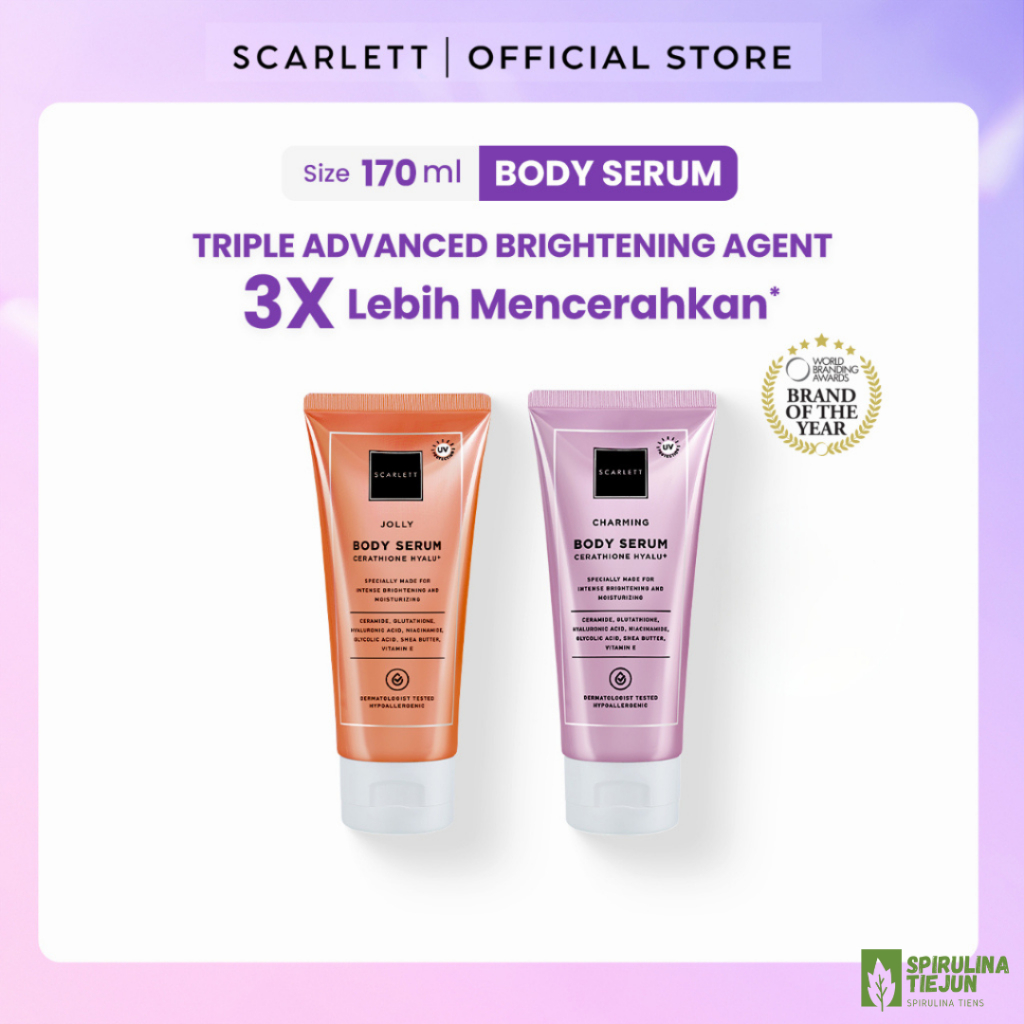 (ORIGINAL) SCARLETT Whitening Body Serum Cerathione Hyalu Tube 170ml | Jolly | Charming, SCARLETT BO