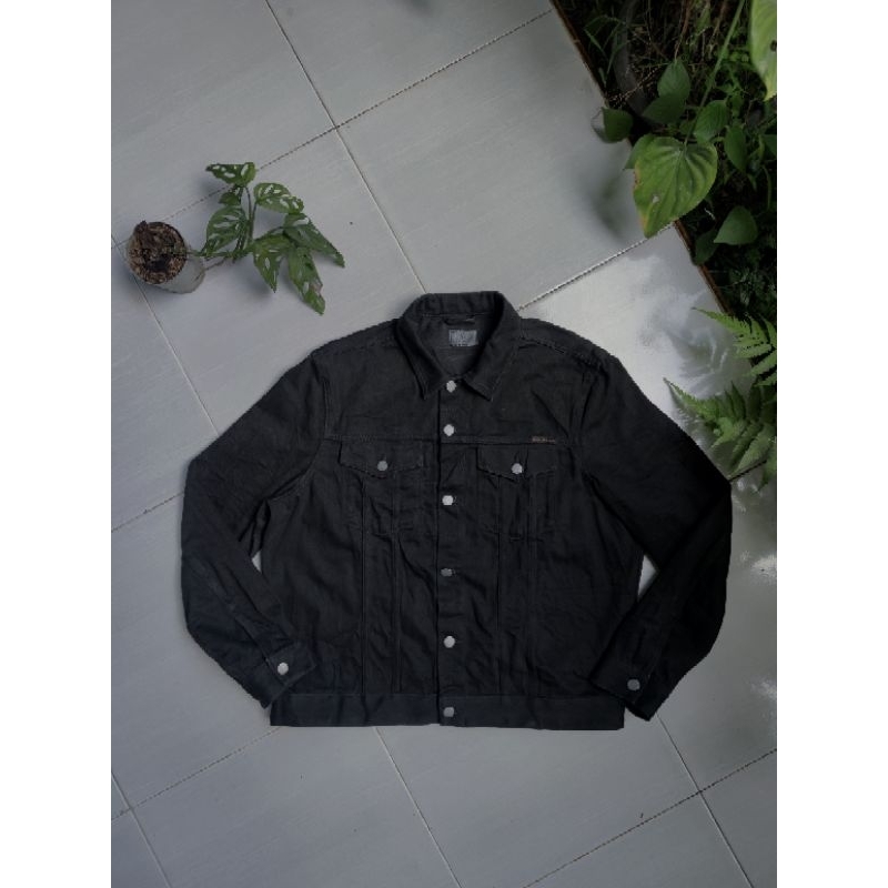 jaket denim jeans Nudie jerry dry black twill