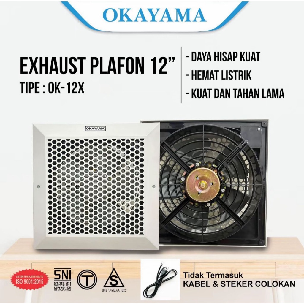 Kipas Angin Exhaust Fan 12 inch Okayama OK-12X Hexos Plafon Okayama 12 inch Hexos Penyedot Udara