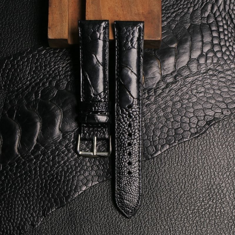 strap jam tangan kulit handmade kaki burung unta ostrich leg leather half padded