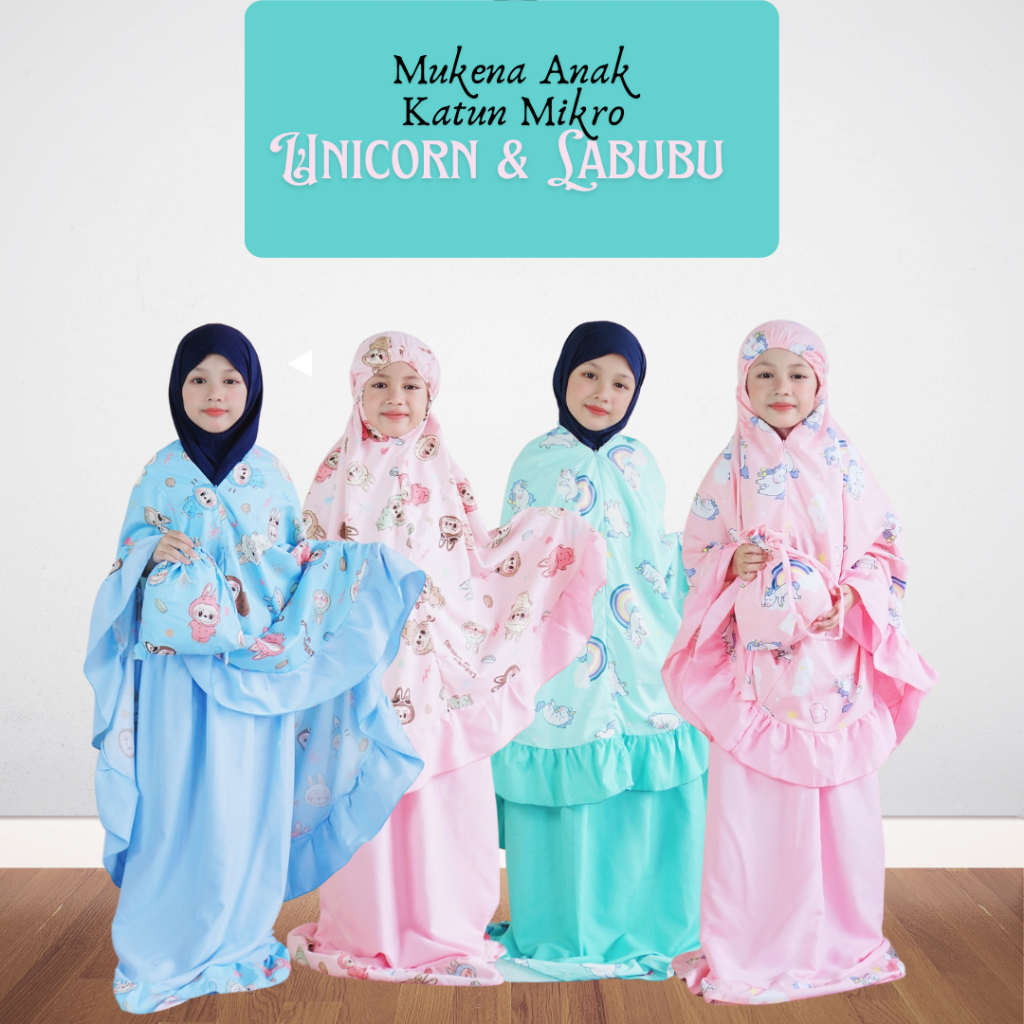 Mukena Anak Karakter Unicorn Resleting Dagu