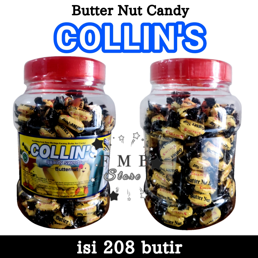 

Collins's Toples Permen Kacang Buternut 665gr / Permen Jadul 1 Toples Isi 208 Butir