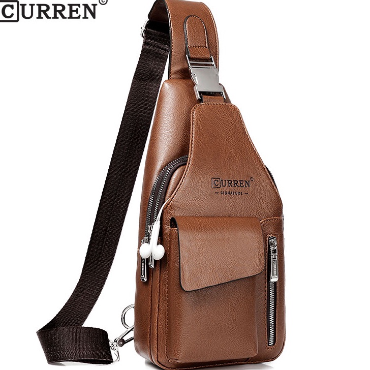 CURREN 9525 Tas Selempang Bahu Pria Kulit Premium CURRENOS