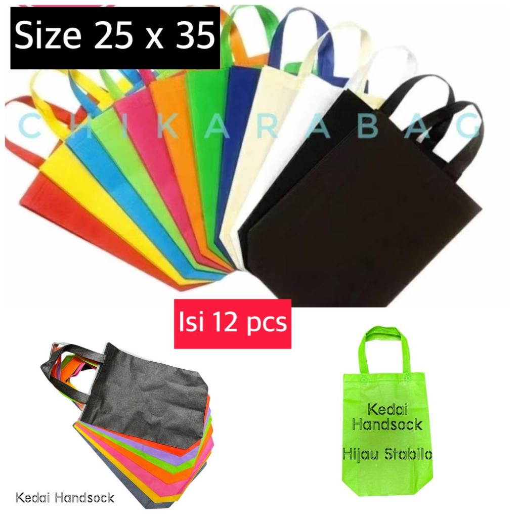 

12 PCS Tas Spunbond Handle Box Jahit 25 x 35 x8