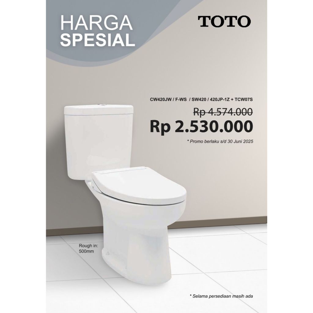 Closet Duduk TOTO CW420J Tutup Ecowasher TCW07S / Kloset Duduk TOTO