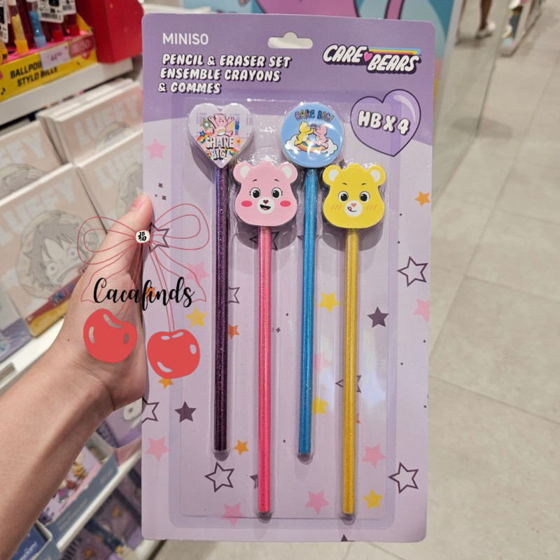 

MINISO x Care Bears‼️Glitter Powder Pencil & Eraser Set PDQ / Pensil Penghapus Set Care Bears Collection (isi 4 pcs)
